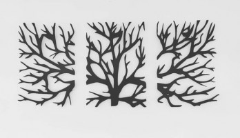 3 Parça Ağaç Desenli Metal Tablo