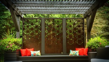 thumb Lazer Kesim Ferforje Yaprak Desenli Kamelya, Pergola ve Gazebo