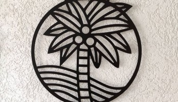 Palmiye Ağacı Lazer Kesim Metal Tablo