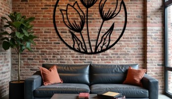 thumb Halka içinde Laleler Lazer Kesim Metal Tablo