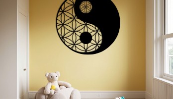 thumb Ying Yang Çizgi Desenli Lazer Kesim Metal Tablo