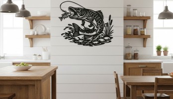 thumb Turna Balık Avı Lazer Kesim Metal Tablo