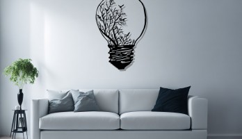 Ampulün İçindeki Kuru Ağaç Ve Kuşlar Metal Tablo