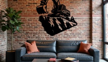 thumb Toprak Üzerinde Ekskavatör Metal Tablo