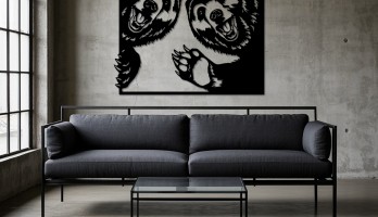 thumb İki Mutlu Ayı Lazer Kesim Metal Tablo