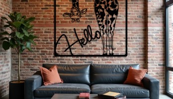 thumb Ters Bakan Zürafa Lazer Kesim Metal Tablo