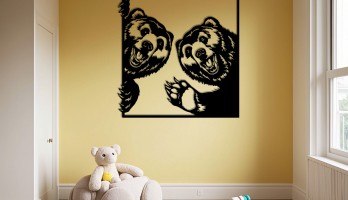 thumb İki Mutlu Ayı Lazer Kesim Metal Tablo