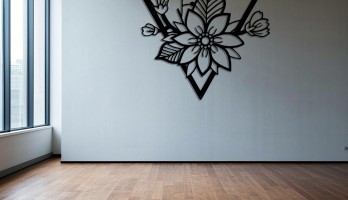 thumb Üçgen İçinde Lotus Lazer Kesim Metal Tablo