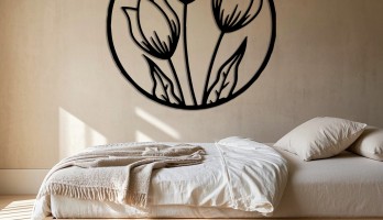 thumb Halka içinde Laleler Lazer Kesim Metal Tablo