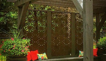 thumb Lazer Kesim Ferforje Yaprak Desenli Kamelya, Pergola ve Gazebo