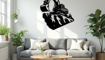 thumb Toprak Üzerinde Ekskavatör Metal Tablo