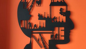 İnsan Yüzü İnşaat Mühendislik Lazer Kesim Metal Tablo