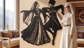 Çerkes Kafkas Dansı Lazer Kesim Metal Tablo | Geleneksel Halk Dansı Duvar Dekoru