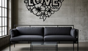 thumb Kalp şeklinde Çiçekler Love Lazer Kesim Metal Tablo