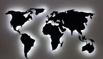 2 Parça Dünya Haritası Lazer Kesim Metal Tablo
