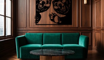 thumb İki Mutlu Ayı Lazer Kesim Metal Tablo