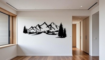 Dağlar 1 Lazer Kesim Metal Tablo