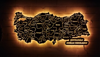 Türkiye Haritası ve İller Lazer Kesim Metal Tablo