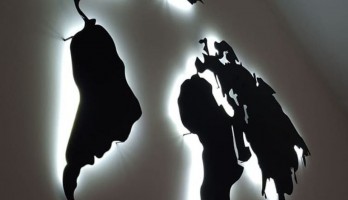 thumb 2 Parça Dünya Haritası Lazer Kesim Metal Tablo