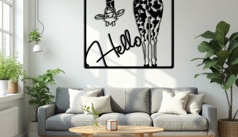 Ters Bakan Zürafa Lazer Kesim Metal Tablo