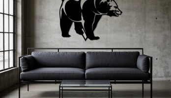 thumb Dağ Manzaralı Ayı Lazer Kesim Metal Tablo