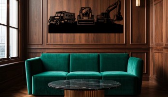 Üç İş Makinesi Lazer Kesim Metal Tablo