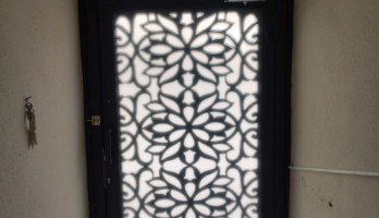 thumb Lazer Kesim Metal Ferforje Camlı Apartman Giriş Kapısı