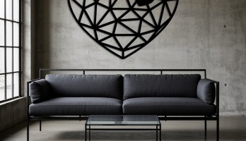 Çizgili Kalp içinde Kalp Lazer Kesim Metal Tablo