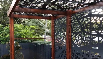 thumb Lazer Kesim Ferforje Yaprak Desenli Kamelya, Pergola ve Gazebo