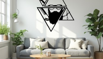thumb Dört Parça Üçgen Berber Lazer Kesim Metal Tablo