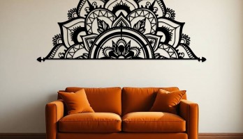 thumb Lotus Çiçekli Mandala Lazer Kesim Metal Tablo