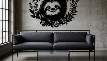 Çelenk içinde Tembel Hayvan Metal Tablo