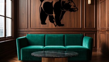 thumb Dağ Manzaralı Ayı Lazer Kesim Metal Tablo