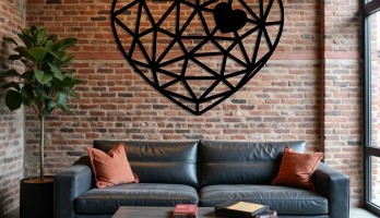 thumb Çizgili Kalp içinde Kalp Lazer Kesim Metal Tablo