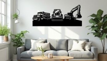 thumb Üç İş Makinesi Lazer Kesim Metal Tablo