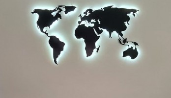 thumb 2 Parça Dünya Haritası Lazer Kesim Metal Tablo