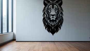 thumb Tribal Kaplan Kafası Lazer Kesim Metal Tablo