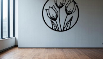 thumb Halka içinde Laleler Lazer Kesim Metal Tablo