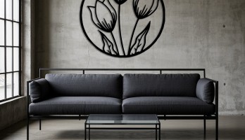 thumb Halka içinde Laleler Lazer Kesim Metal Tablo