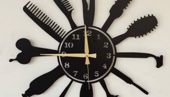 Kuaför Aletleri Metal Duvar Saati