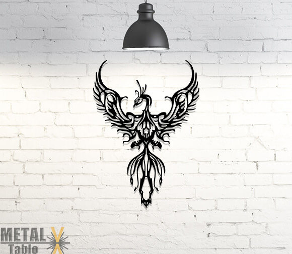 Dekoratif Anka Kuşu Lazer Kesim Metal Tablo