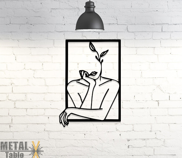 Eli Çenesinde Yüzsüz Kadın Metal Tablo