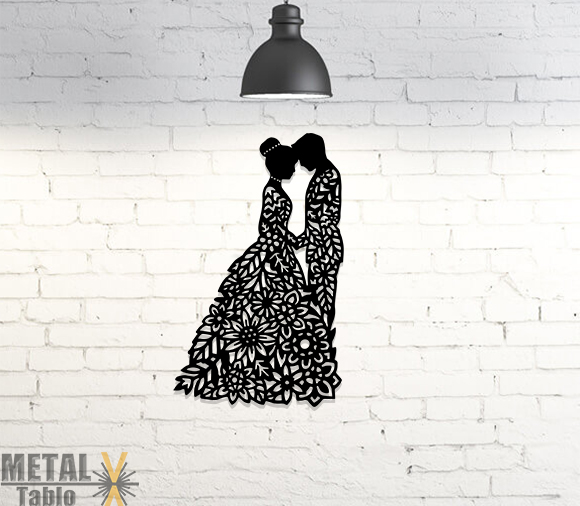 Gelin ve Damat Lazer Kesim Metal Tablo