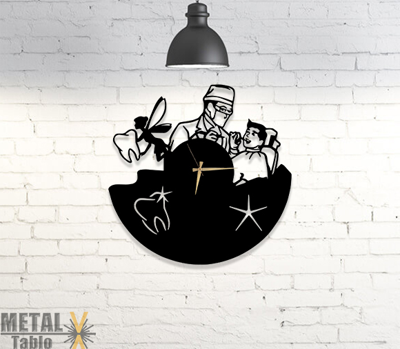 Diş Kliniği Temalı Özel Tasarım Metal Duvar Saati