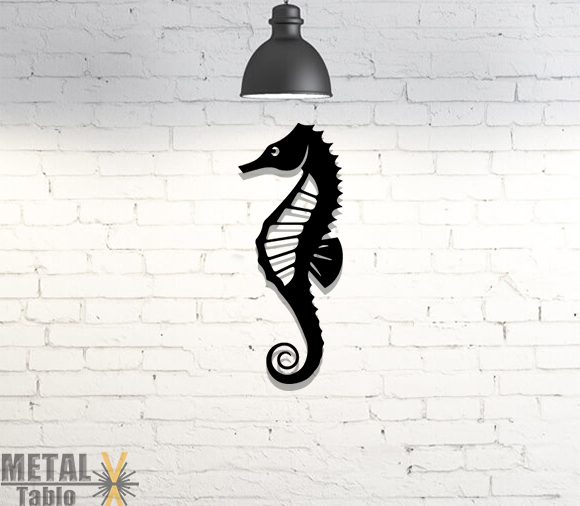 Deniz Atı Figürü Lazer Kesim  Metal Tablo
