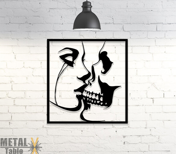 Kuru Kafa Öpücük Metal Tablo