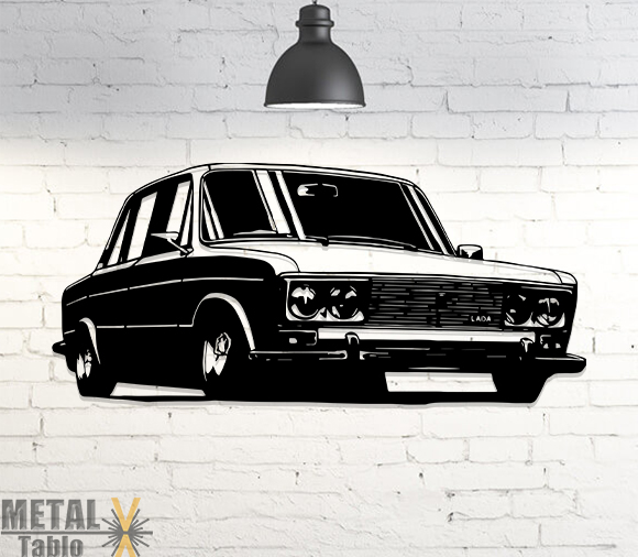 Retro Lada Lazer Kesim Metal Tablo
