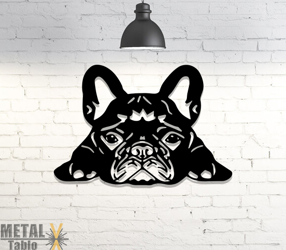 French Bulldog Köpek Lazer Kesim Metal Tablo