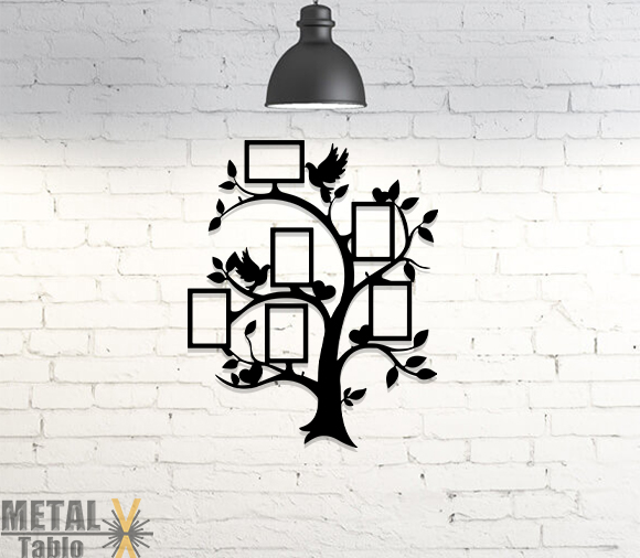 Ağaç Resimlik Lazer Kesim Metal Tablo