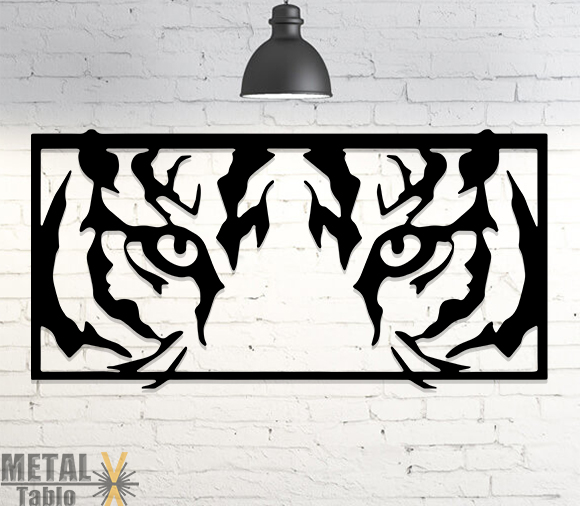 Kaplan Gözleri Lazer Kesim Metal Tablo